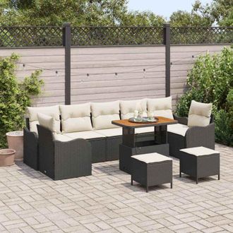 vidaXL Vidaxl - Conjunto De Sof&aacute; De Jard&iacute;n 10 Pcs Negro, Crema 90 X 55 X 71 Cm