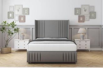 Comfort Beds Elise Dumfries Divan Base No Drawers - 54 Wingback-Footboard in Light Grey | Size: King