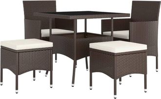 vidaXL Juego De Comedor Jard&iacute;n 5 Pzas Rat&aacute;n Sint&eacute;tico Marr&oacute;n Vidaxl