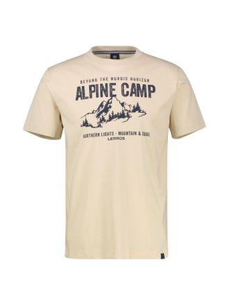 Lerros T-Shirt LERROS T-Shirt mit Outdoorprint in Grossen Gr&ouml;ssen, Herren, Gr. 5XL, foam wei&szlig;, 100% Baumwolle, Rundhals, Shirts T-Shirt