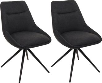 Hhg [nunca Usado] Lote De 2 Sillas De Comedor Hhg-066, Silla De Cocina Sill&oacute;n Silla, Giratoria Autoposicionable Metal Tela/textil, Antracita