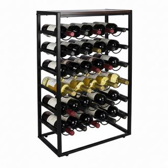 Relaxdays Relaxdays wine rack, 30 bottles, industrial, H x W x D: 88 x 59 x 30 cm, standing wine rack, black/brown