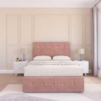 Sloomy Cambridge Divan Bed Set With No drawers & Matching Footboard - Plush Velvet in Pink | Size: Single