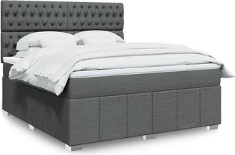 vidaXL Vidaxl - Cama Box Spring Con Colch&oacute;n Tela Gris Oscuro 180x200 Cm