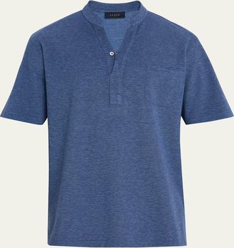 Sease Mens Fish Tail V-Neck Pocket Polo Shirt