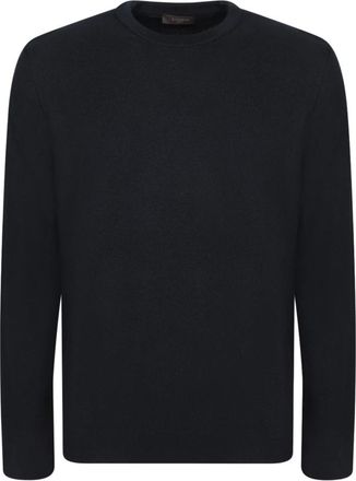 Zanone Truien & Vesten, Heren, Blauw, 2Xl, Wol, Honeycomb Gebreide Ronde Hals