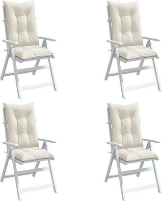 vidaXL Cojines Silla Respaldo Alto 4 Uds Tela Crema Melange 120x50x7cm Vidaxl
