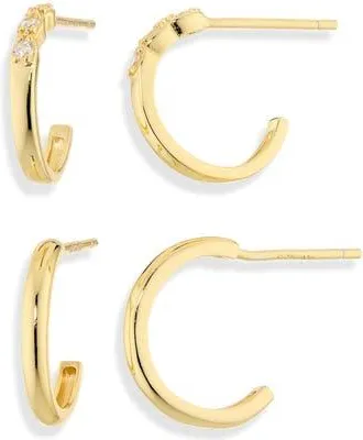 Argento Vivo Set of 2 Cubic Zirconia Hoop Earrings in Gold at Nordstrom Rack