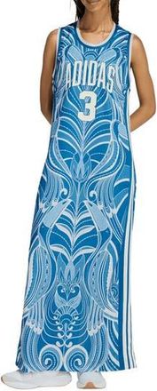 adidas Farm Rio 3-Stripes Jersey Dress in Dark Marine/Cream White at Nordstrom Rack, Size X-Large