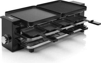 Princess Raclette per 8 Persone Piano Black, 1200 w, Plastica Alluminio, Nero