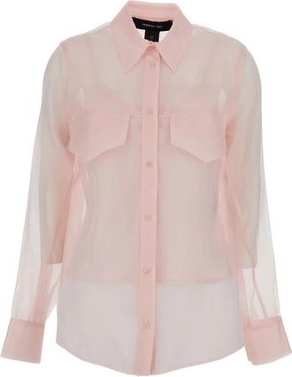 Federica Tosi Lange Mouw Zijde Organza Blouse - Dames - Overhemden - Roze - M - Organza - Overhemden