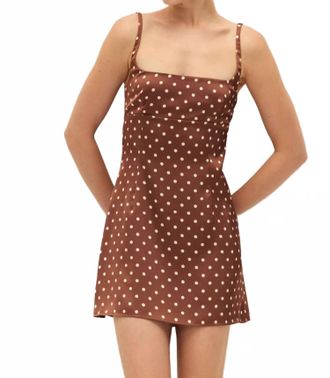 Elodie Zia Polka Dot Mini Dress In Brown Dot
