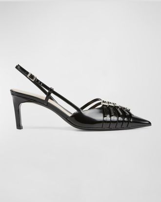 Gucci Regent Leather Buckles Slingback Pumps