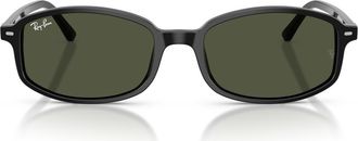 Ray-Ban 56mm Square Sunglasses in Black /Green at Nordstrom