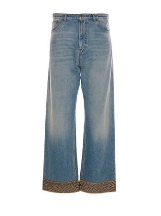 Valentino Garavani Jacquard Bottom Denim Pants
