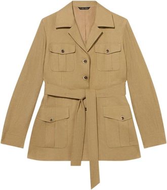 Brooks Brothers Gerenlinnen Safari Jas - Dames - Zomerjassen - Beige - XS - Linnen - Jassen