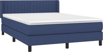 vidaXL Cama Box Spring Con Colch&oacute;n Tela Azul 140x190 Cm Vidaxl