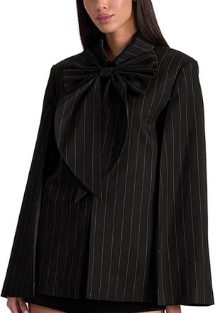 Alice & Olivia Alice + Olivia Philippa Draped Bow Cropped Wool-Blend Cape