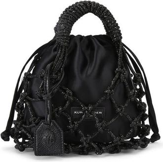 Kurt Geiger Small Crystal Macram&eacute; Bag in Black at Nordstrom