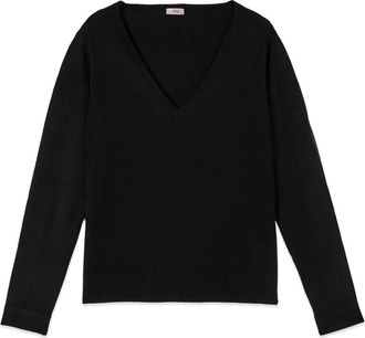 Oltre Viscosemix trui met V-hals - Dames - V-hals truien - Zwart - S - Nylon - Truien & Vesten