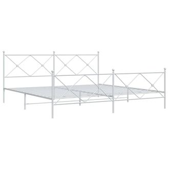Berkfield Home Metal Bed Frame without Mattress with Footboard White 193x203cm | Size: 193x203 cm