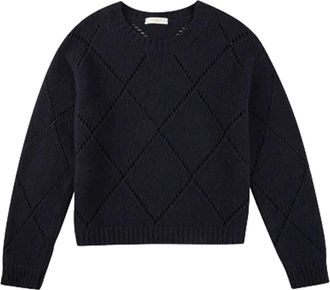 Zanone Diamond Openwork Knitted Crew Neck Sweater