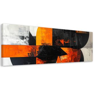 Feeby Cuadro En Lienzo, Formas Abstractas Color Naranja, 120x40
