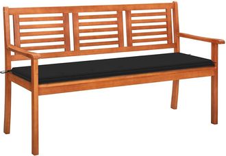 vidaXL Banco De Jard&iacute;n 3 Plazas Madera Maciza Eucalipto Y Coj&iacute;n 150 Cm Vidaxl