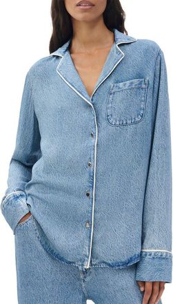 Rag & Bone Miramar Slink Lounge Trompe LOeil Faux Denim Button-Up Shirt in Zoe at Nordstrom, Size Xx-Small