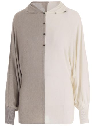 Jacquemus Beige Diamond-Patterned High-Collar Silk-Blend Polo Shirt