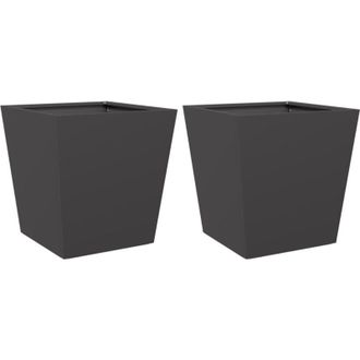 vidaXL Jardineras 2 Unidades Acero Negro 40x40x40 Cm Vidaxl