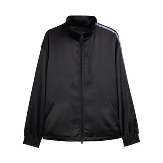 Yohji Yamamoto Satin Gradient 3-Stripes Track Top - Heren - Vesten met rits - Zwart - L - Polyester - Hoodies & sweatvesten