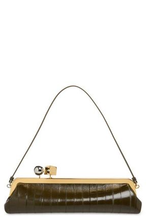 Jacquemus La Pochette Salon Leather Clutch in Dark Khaki 580 at Nordstrom