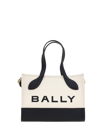 Bally Leather Mini Handbag In White/ Black
