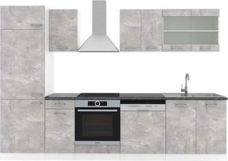 Vicco Cucina componibile R-Line, Cemento/Bianco, 300 cm, pl Antracite