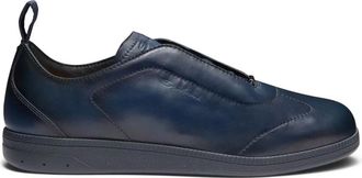 Santoni Leren Sneaker - Heren - Sneakers - Blauw - 42 1/2 EU - Leer - Schoenen