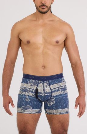Saxx Quest Quick Dry Mesh Boxer Briefs in Palm Geo-Stone at Nordstrom, Size Small