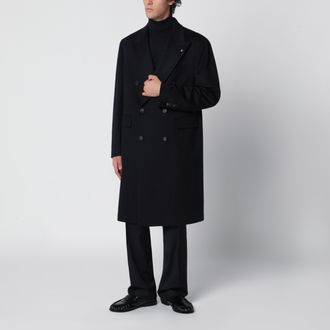 Tagliatore Cappotto doppiopetto blu in lana