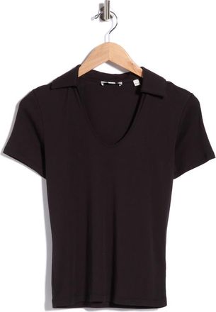Vince Short Sleeve Pima Cotton Polo in Black at Nordstrom Rack, Size X-Large