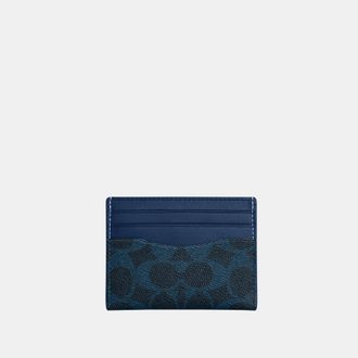 Coach Mens Slim Id Card Case In Signature Canvas - Navy - One Size