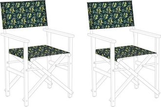 Beliani Conjunto De 2 Telas De Poli&eacute;ster Verde Oscuro Para Silla De Jard&iacute;n Patr&oacute;n Ramas De Olivo Moderno Exterior Cine