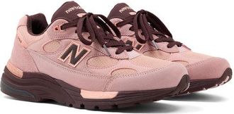 New Balance Unisex Made in USA 992 en Rosa/Marr&oacute;n, Gamuza/Malla, Talla 37.5