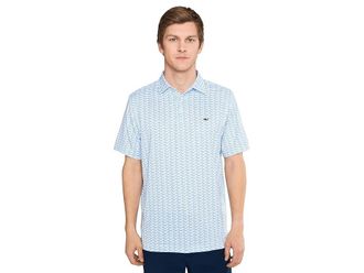 Vineyard Vines Printed Sankaty Polo Mens Clothing Wahoo Micro - White : 2XL, Polyester/Elastane