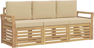 vidaXL Juegos De Sof&aacute;s 3 Uds. Y Beige Poli&eacute;ster Vidaxl