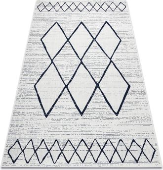 RugsX Alfombra De Cuerda Sisal Color 47272/396 Rombos Cuadrados Blanco White 200x290 Cm