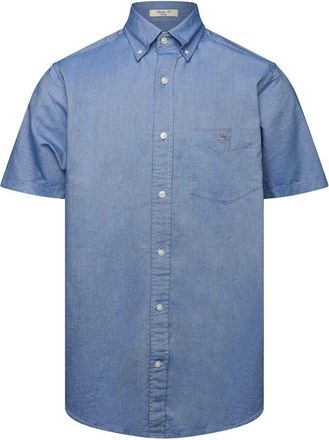 GANT Heren Oxford Normaal Overhemd Met Korte Mouwen (Blauw)