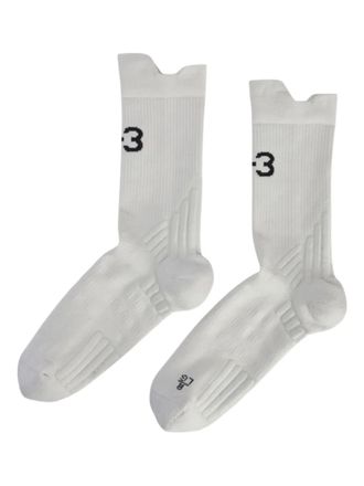 Yohji Yamamoto logo-detail crew socks - White