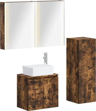 vidaXL Juego De Muebles De Ba&ntilde;o 4 Uds. Roble Ahumado Vidaxl