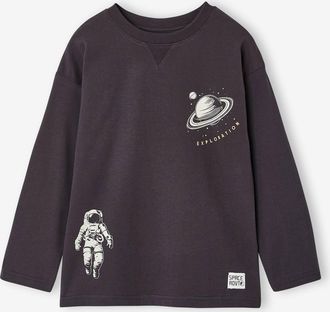 Vertbaudet Langarmshirt f&uuml;r Jungen mit Weltraum-Print anthrazit