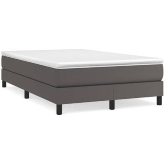 vidaXL Cama Box Spring Con Colch&oacute;n Cuero Sint&eacute;tico Gris 120x190 Cm Vidaxl
